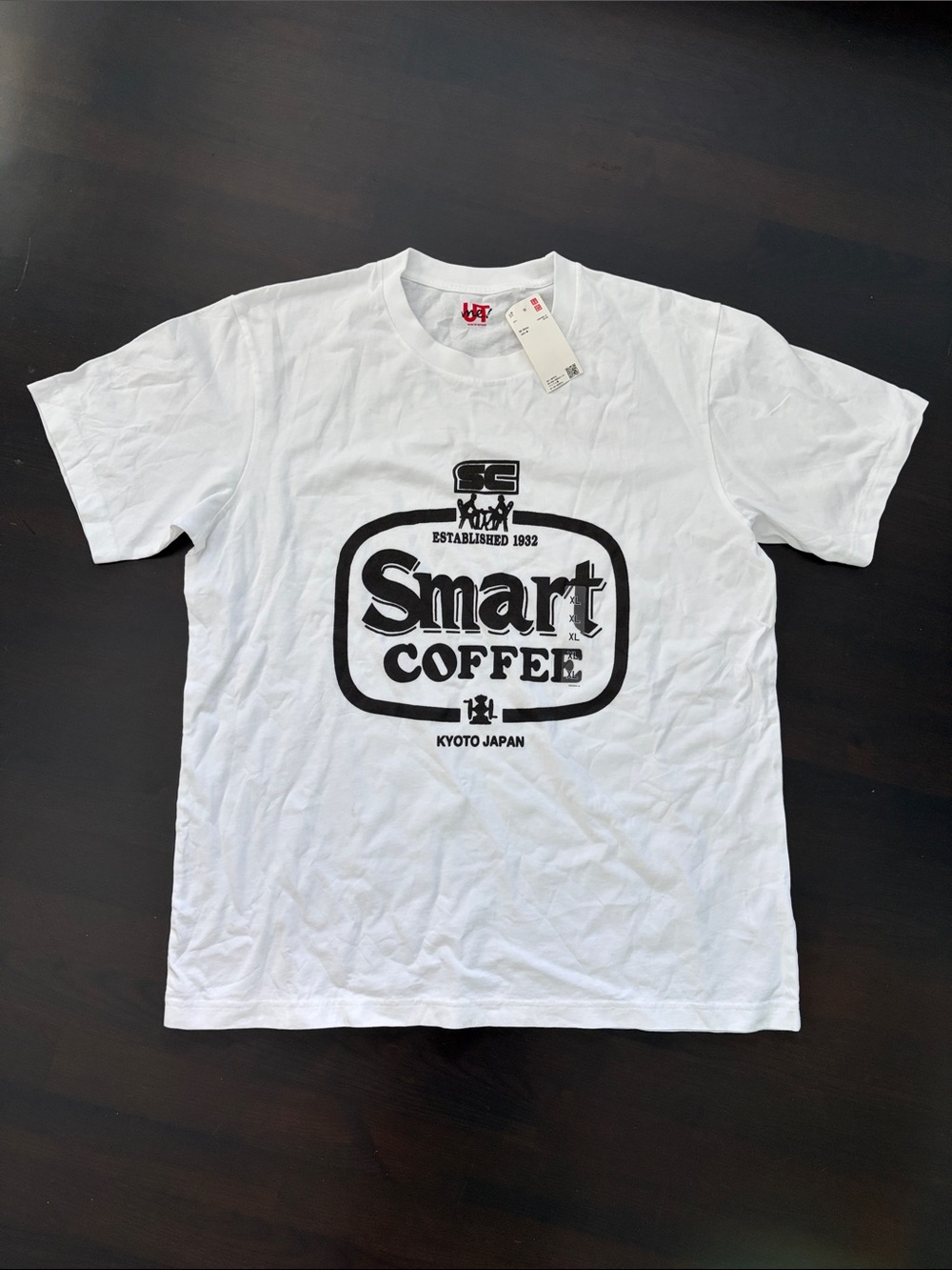 NWT Uniqlo Custom Smart Coffee Logo White T-Shirt - From Kyoto!